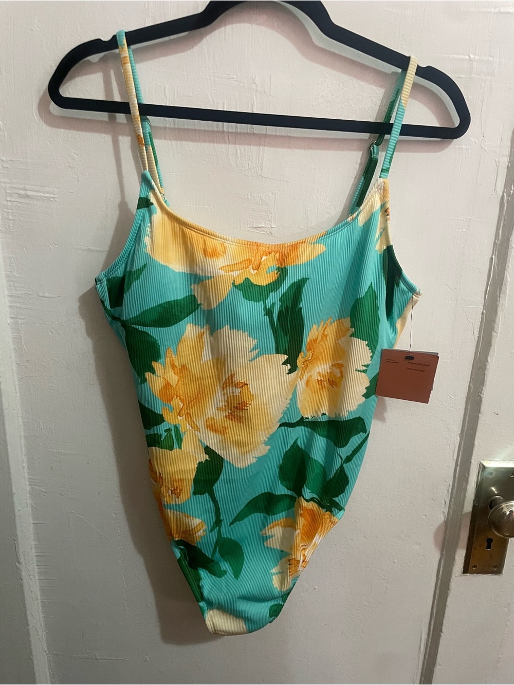 Floral One-Piece Swimsuit in Aqua & Yellow